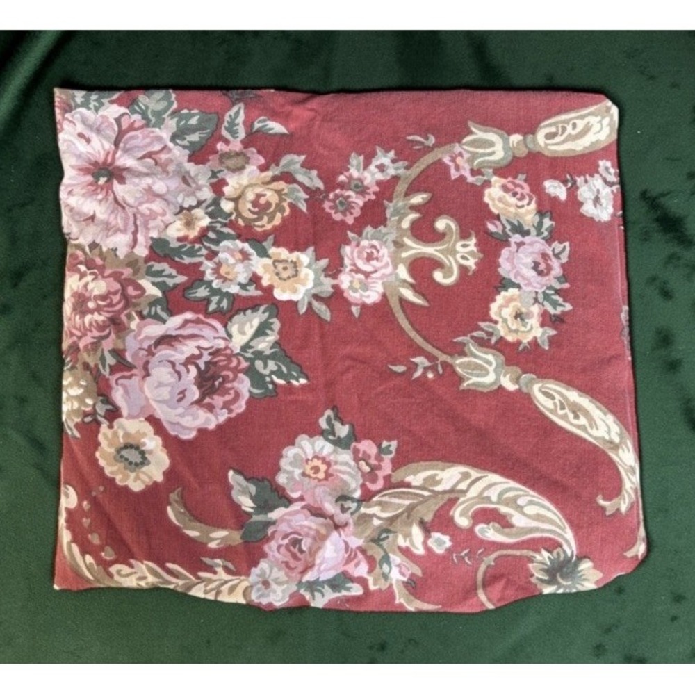 VTG Ralph Lauren Danielle Marseilles Twin Fitted Sheet Red Floral Cottagecore